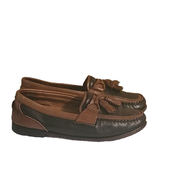 Men Vintage Leather Black And Brown Tassel Loafers By Florsheim Size 9D - Picture 7 of 11